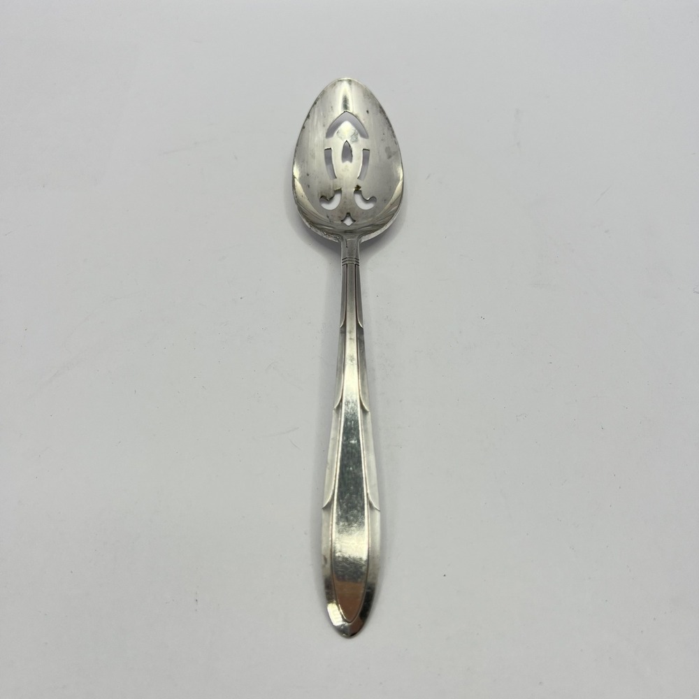 Reverie Pierced Serving Spoon Nobility‎ Plate Silverplate 1937 Art Deco Flatware